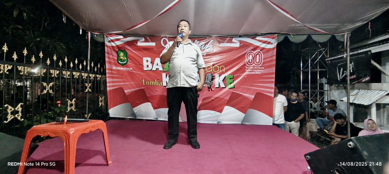 Foto : Lurah Kepanjin Ketika Memberikan Sambutan Pada HUT Kemerdekaan RI Ke- 80