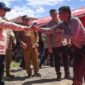 Presiden RI ke 8 Prabowo Subianto ketika melakukan kunjungan kelokasi kejadian